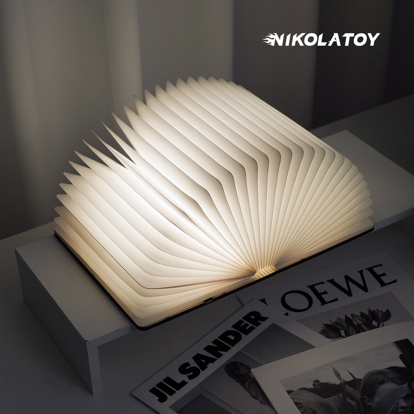 Black Walnut Folding Book Magnetic Night Light