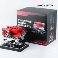 TECHING V12 Car Engine Model Full Metal Assembling 12-Cylinder Building Kits 800+PCS
