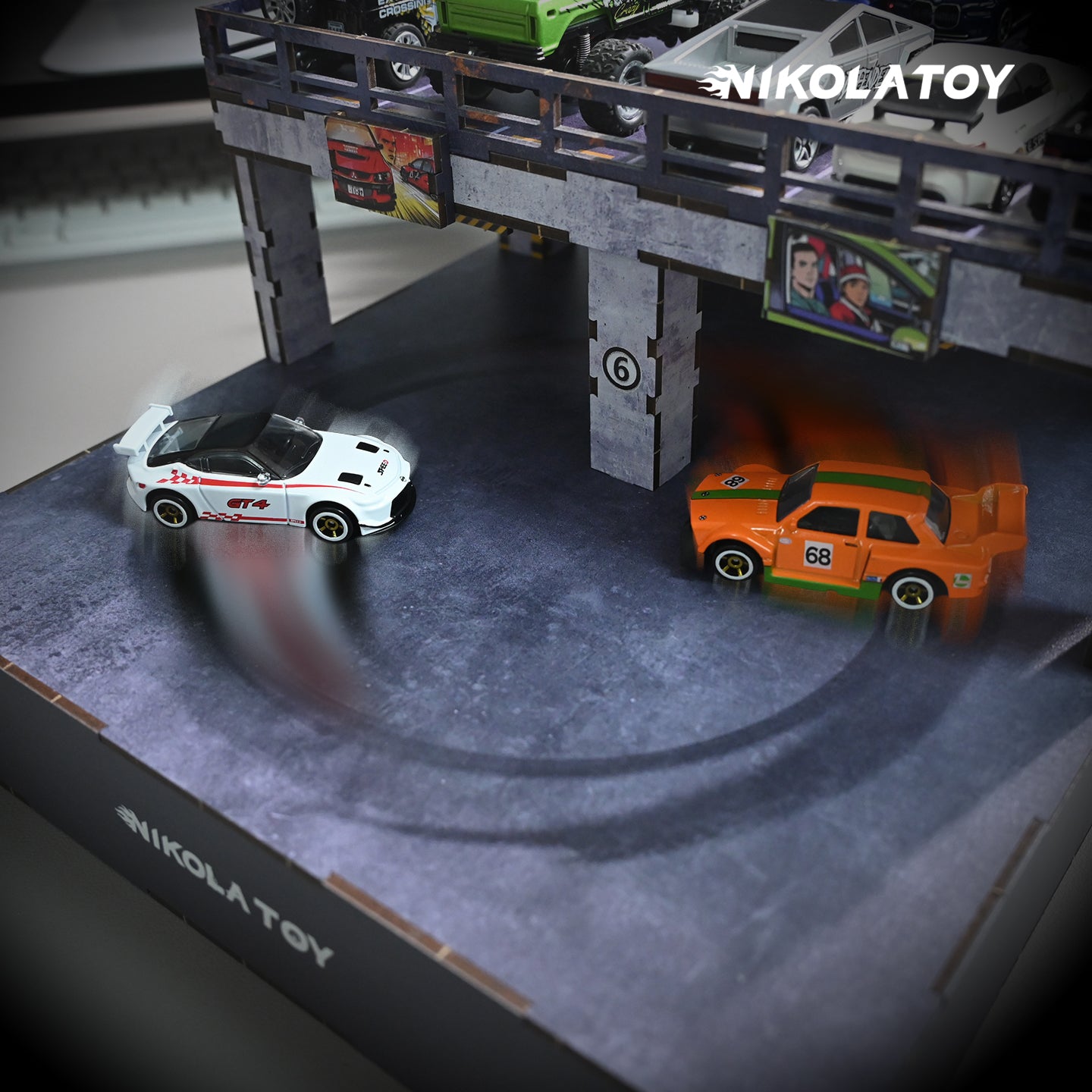 1:64 Electric Drift Turntable Car Model Parking Lot