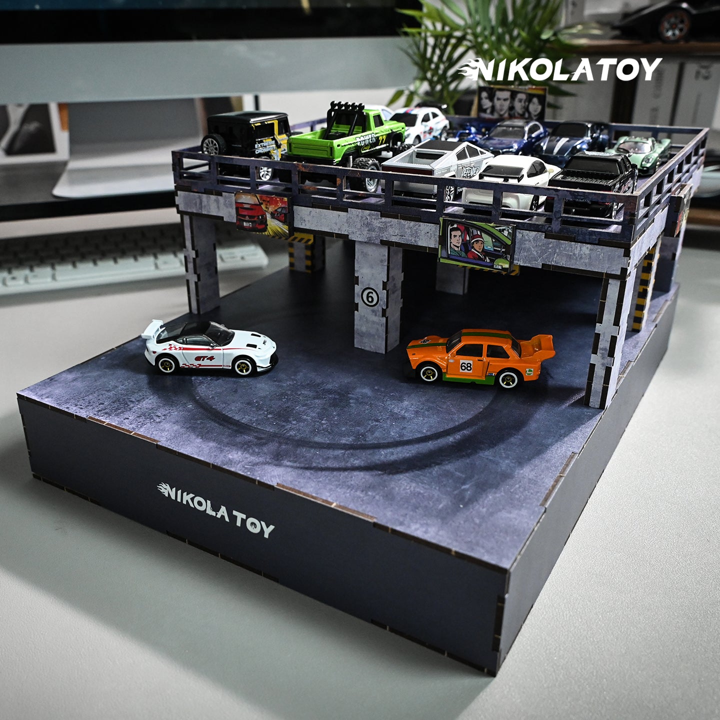 1:64 Electric Drift Turntable Car Model Parking Lot