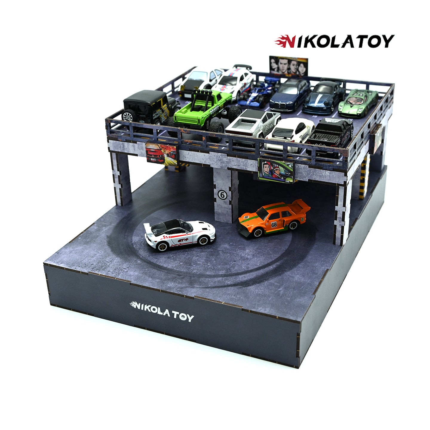 1:64 Electric Drift Turntable Car Model Parking Lot